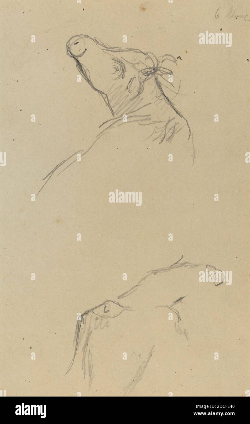 Paul Gauguin, (artista), francés, 1848 - 1903, Two Cow's Heads, Breton Sketchbook, no 16, (serie), 1884-1888, grafito sobre papel de la paloma, total: 16.9 x 11.3 cm (6 5/8 x 4 7/16 pulg Foto de stock