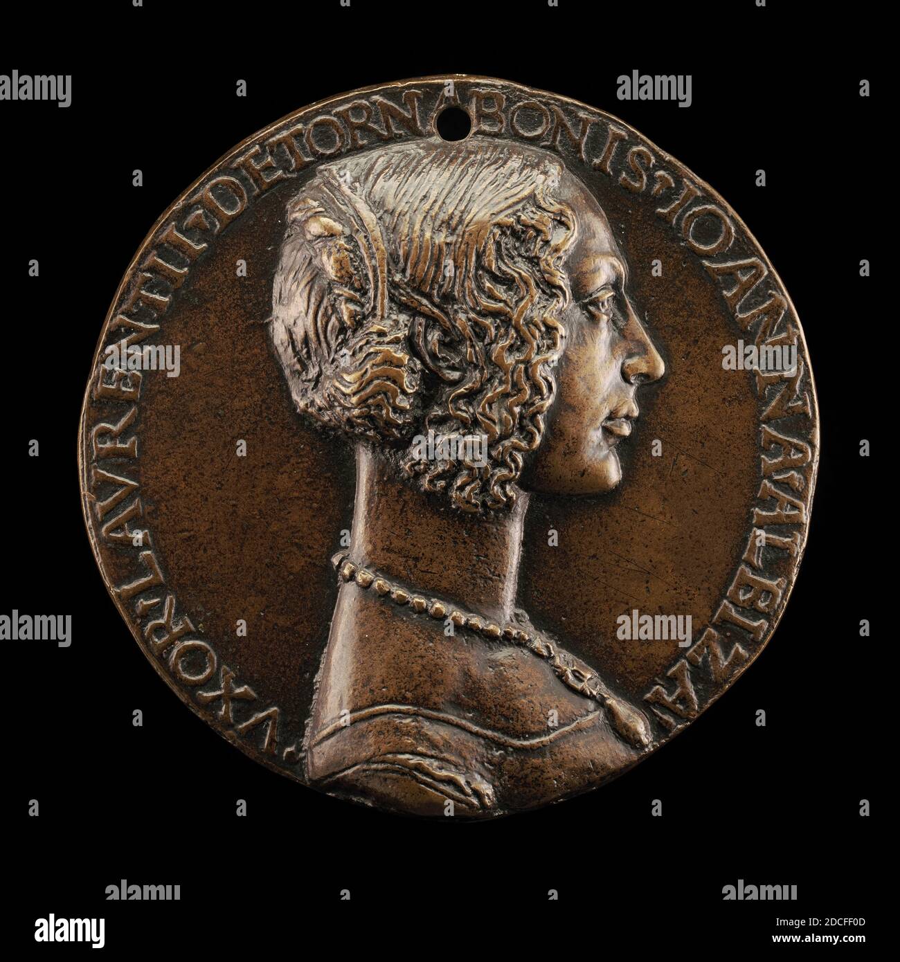 Niccolò Fiorentino, (medallista), florentino, 1430 - 1514, Giovanna Albizzi, esposa de Lorenzo Tornabuoni, c. 1486, bronce, total (diámetro): 7.9 cm (3 1/8 pulg.), peso bruto: 166.24 gr (0.366 lb.), eje: 12:00 Foto de stock