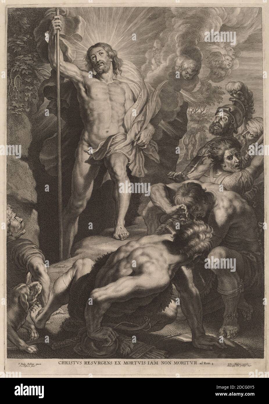 Schelte Adams Bolswert, (artista), flamenco, 1586 - 1659, Sir Peter Paul Rubens, (artista después), flamenco, 1577 - 1640, la Resurrección, grabado Foto de stock