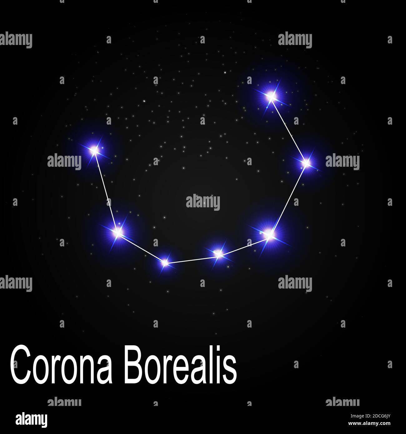 Corona Borealis Constelación con hermosas estrellas brillantes en el
