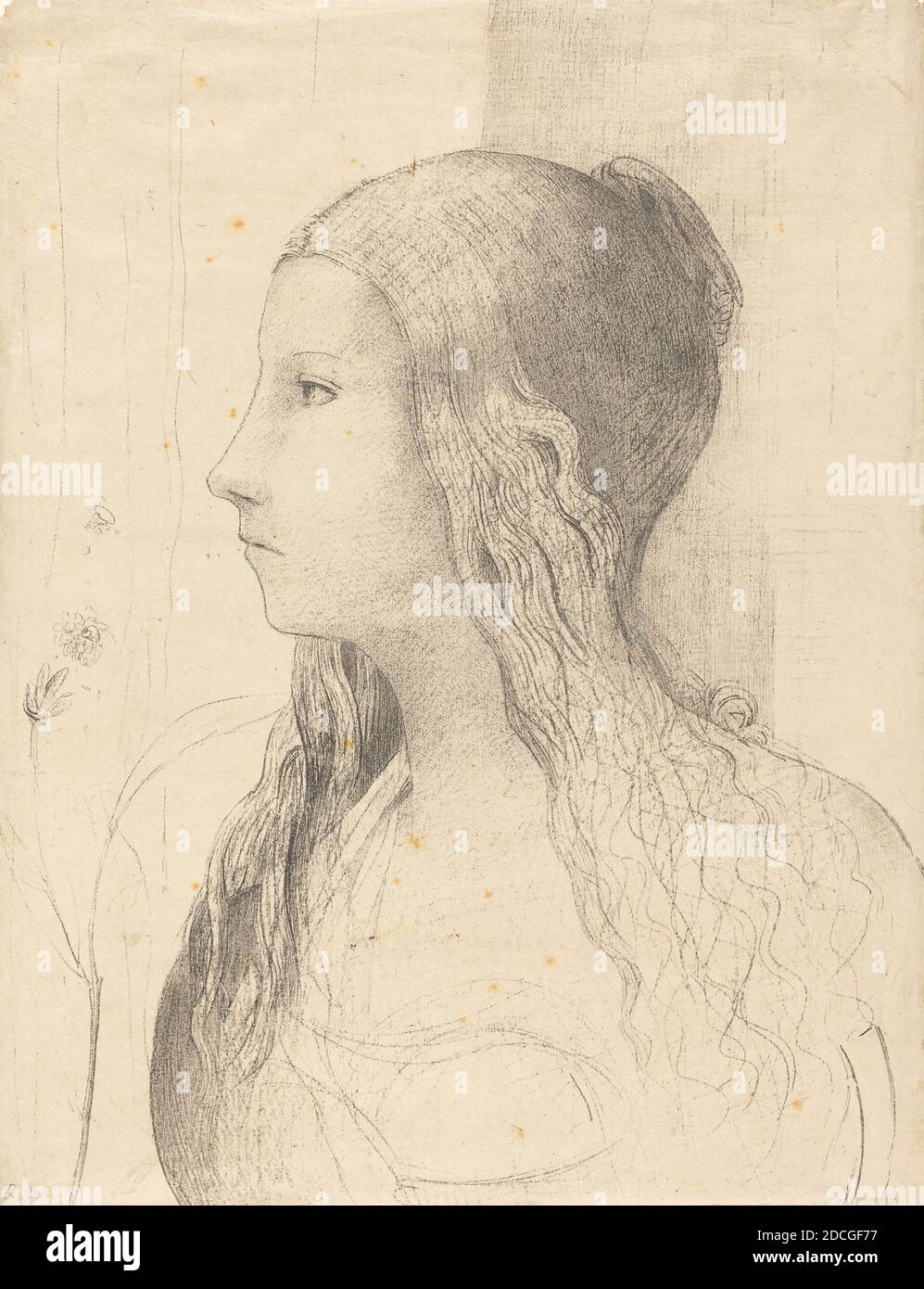 Odilon Redon, (artista), francés, 1840 - 1916, Brunnhilde, 1894, litografía Foto de stock