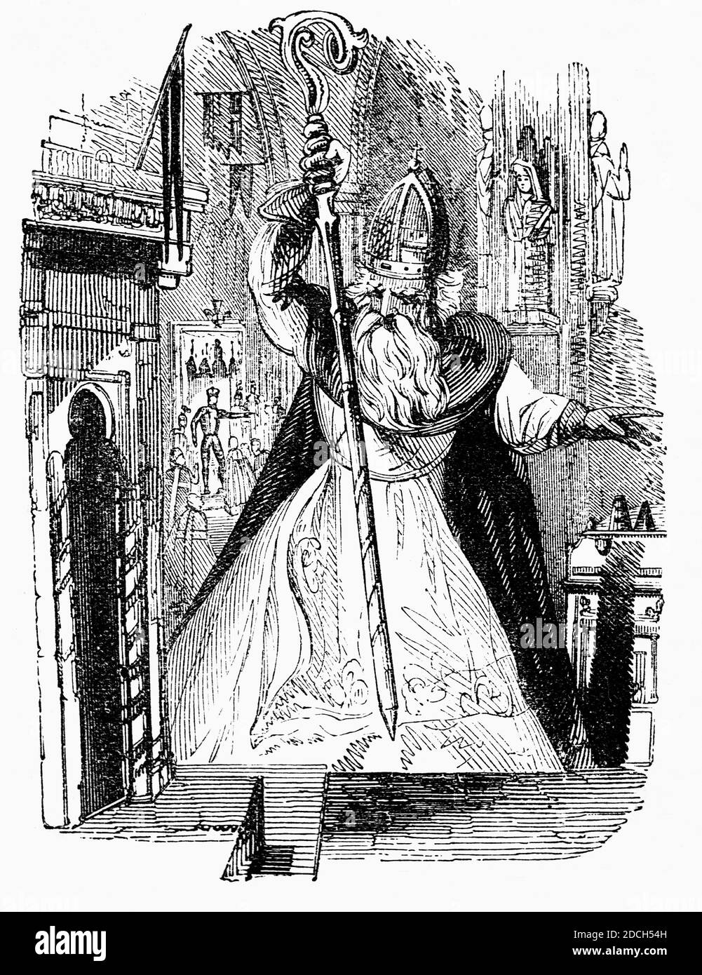 Wulfstan (c. 1008-1095), Obispo de Worcester de 1062 a 1095, fue el último obispo sobreviviente antes de la conquista y el único obispo nacido en inglés después de 1075. Wulfstan es un santo cristiano. Después de la conquista normanda de Inglaterra, fue el único obispo nacido en Inglaterra que retuvo su diócesis durante un tiempo significativo después de la Conquista después de firmar el Acuerdo de Winchester en 1072. En 1075, Wulfstan y la milicia de Worcestershire contraponían la rebelión de los Conquistadores, cuando varios magnates intentaron una rebelión contra Guillermo el Conquistador. Foto de stock