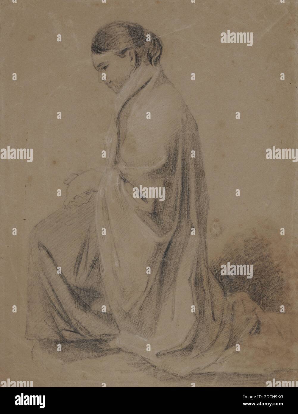 Dibujo Anonimo C 1860 Tiza Papel Firmado Portador 31 5 X 24 2 Cm 315 X 242 Mm Luz Natural 30 2 X 23 2 Cm 302 X 232 Mm Con Passe Partout 60 X 42 5cm 600