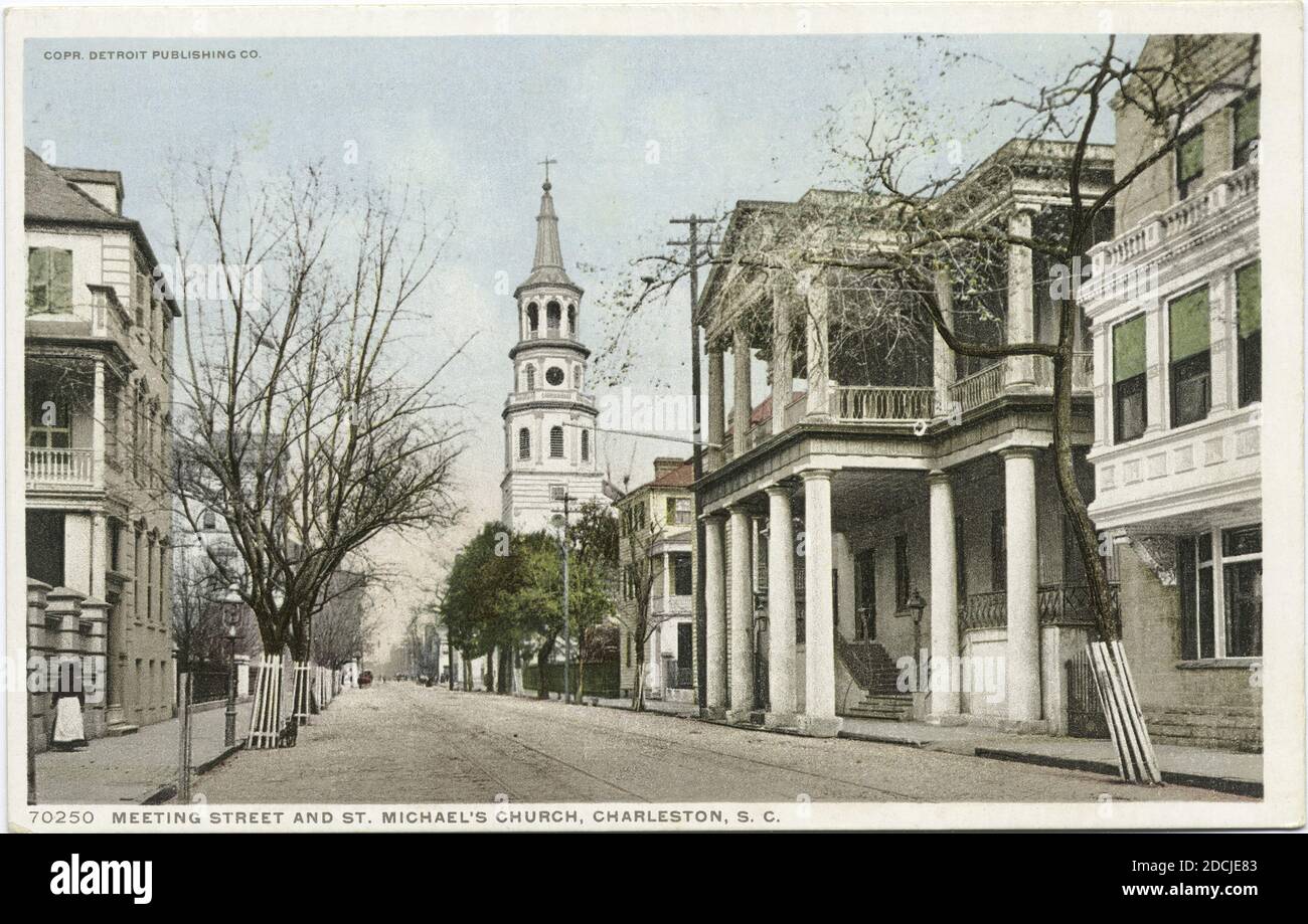 Meeting Street and St. Michael's Church, Charleston, S. C., Still Image, Postales, 1898 - 1931 Foto de stock
