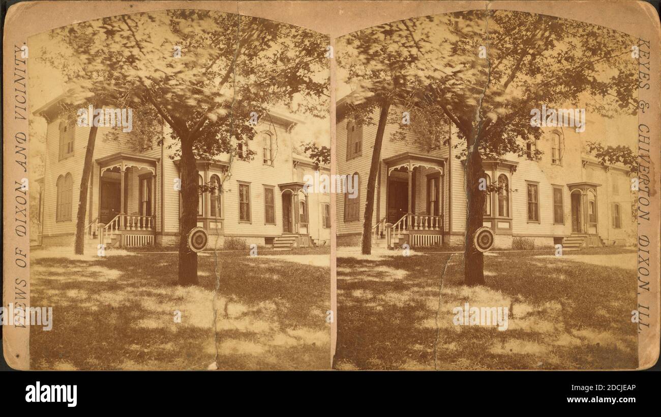 Vista de una residencia en el condado de Lee, Illinois, imagen fija, estereografías, 1870, Keyes & Chiverton Foto de stock
