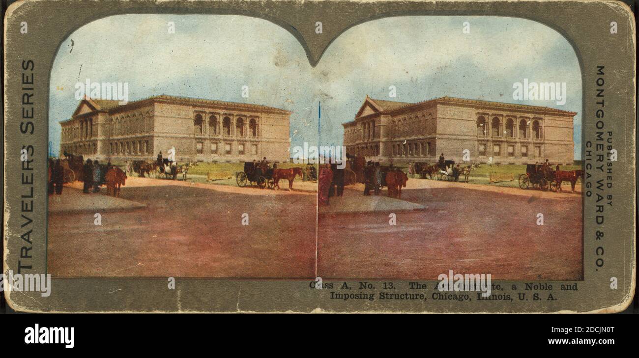El Instituto de Arte, una estructura noble e imponente. Chicago, Illinois, EE.UU., imagen fija, estereógrafos, 1850 - 1930 Foto de stock