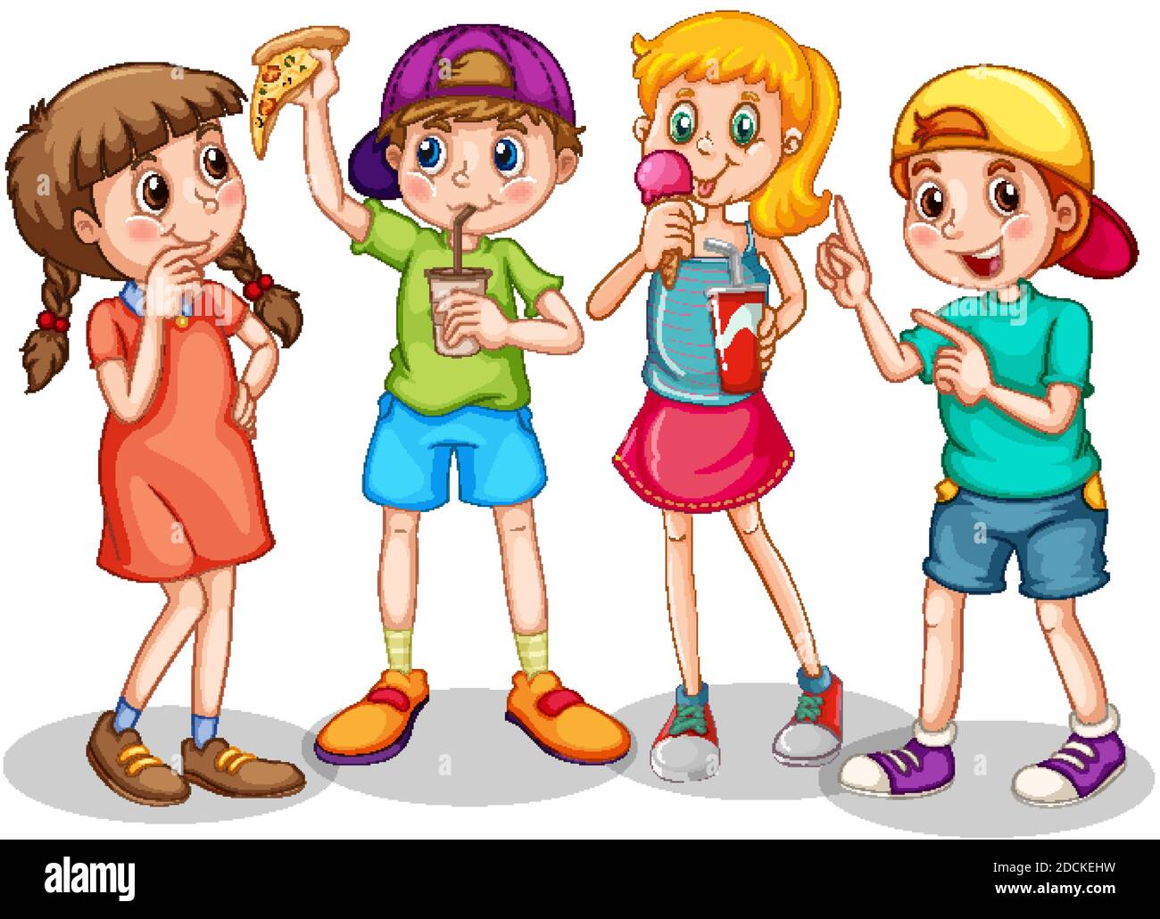 Grupo de niños pequeños personaje de dibujos animados sobre fondo blanco  ilustración Imagen Vector de stock - Alamy