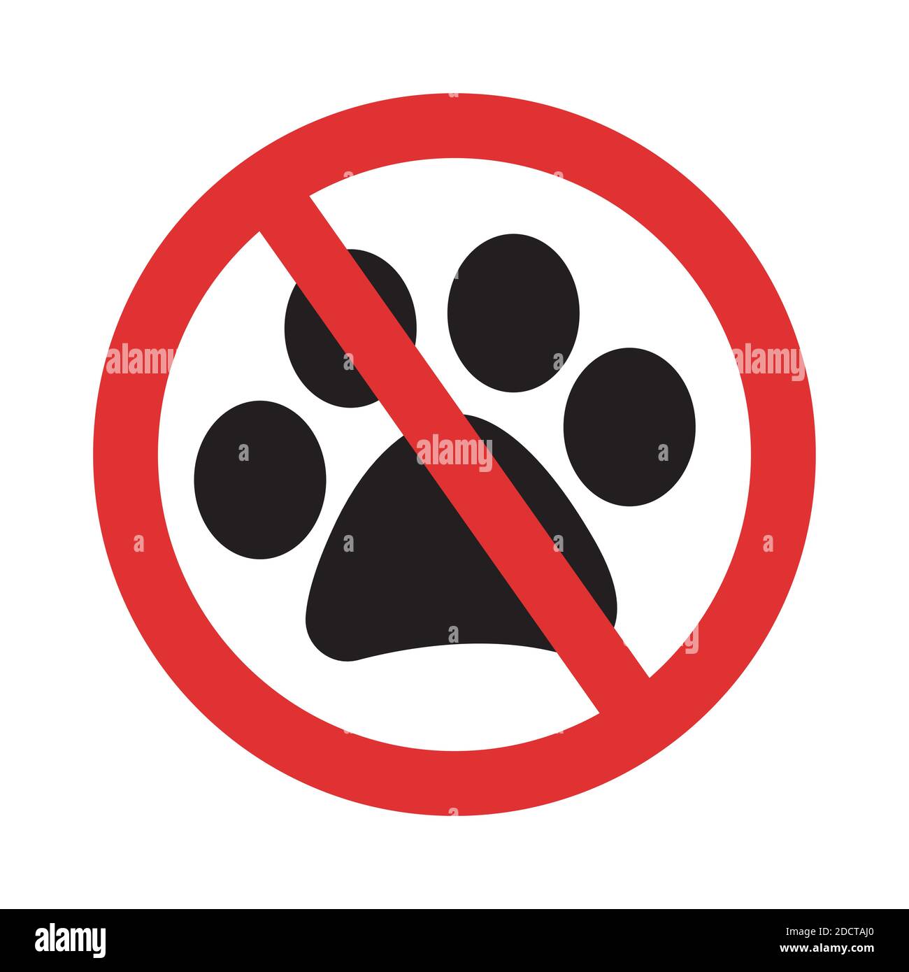 No hay entrada con el signo de vector de los animales. Símbolo de animales prohibidos. Icono de pata de mascota cruzada aislado Ilustración del Vector