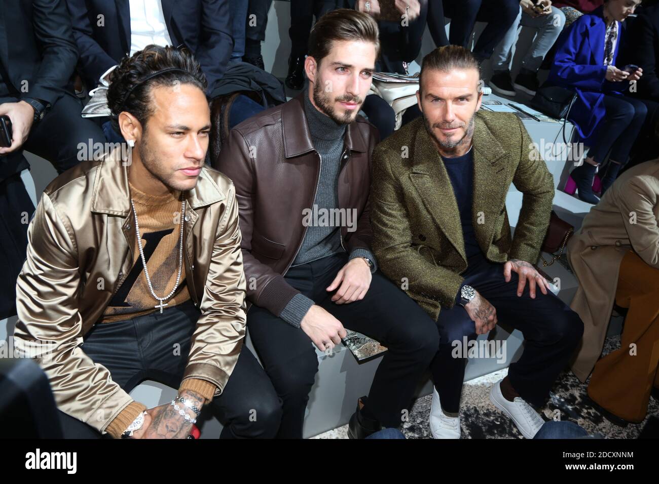 Neymar Jr, Kevin Trapp y David Beckham asistieron al Louis Vuitton Men  Menswear Fall/Winter 2018-2019 como parte de la semana de la moda en París,  Francia, el 18 de enero de 2018.