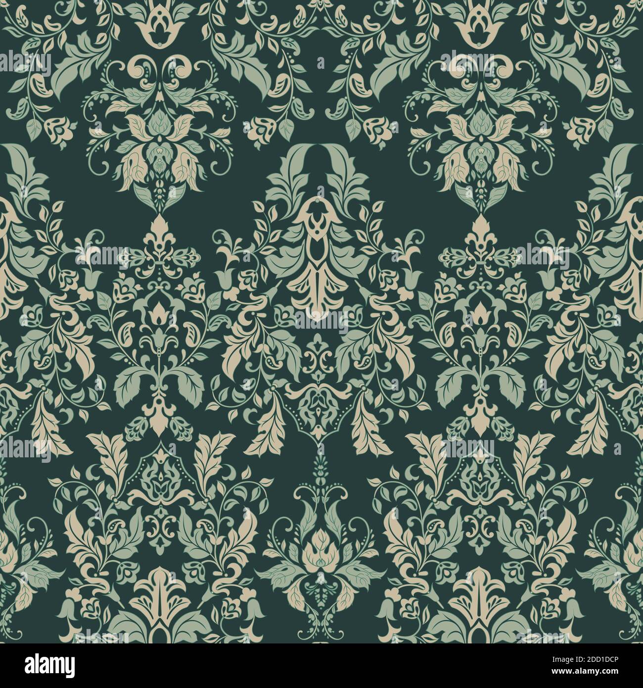 Textura de ilustración vectorial para fondos de pantalla, patrones de tela.  Diseño floral sin costuras en Damasco barroco Imagen Vector de stock - Alamy