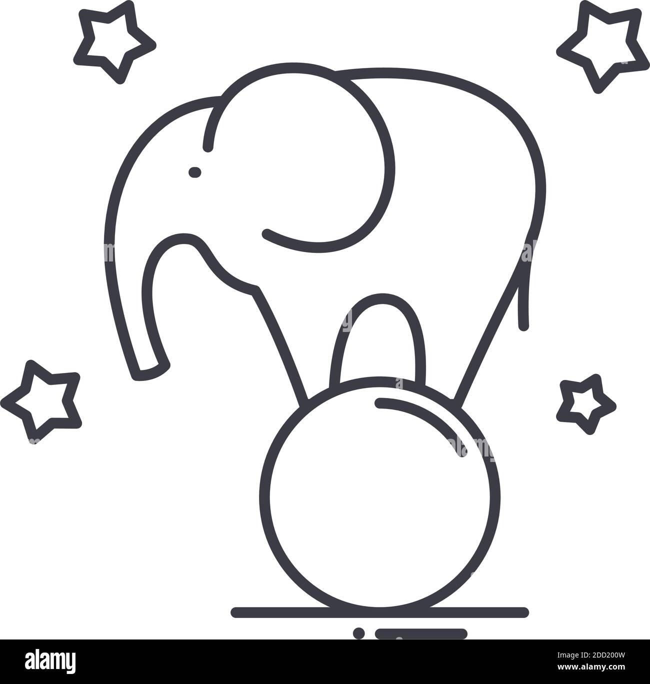 Icono de elefante, ilustración lineal aislada, vector de línea delgada, signo de diseño web, símbolo de concepto de contorno con trazo editable sobre fondo blanco. Ilustración del Vector