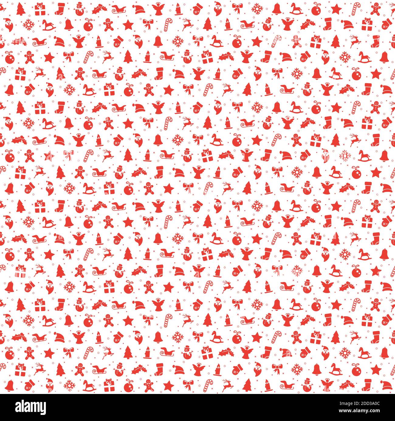 sin costuras fondo de navidad de color rojo consiste en típicos iconos de navidad como santa claus, vela, nieve, árbol, hombre de pan de jengibre, estrellas Ilustración del Vector