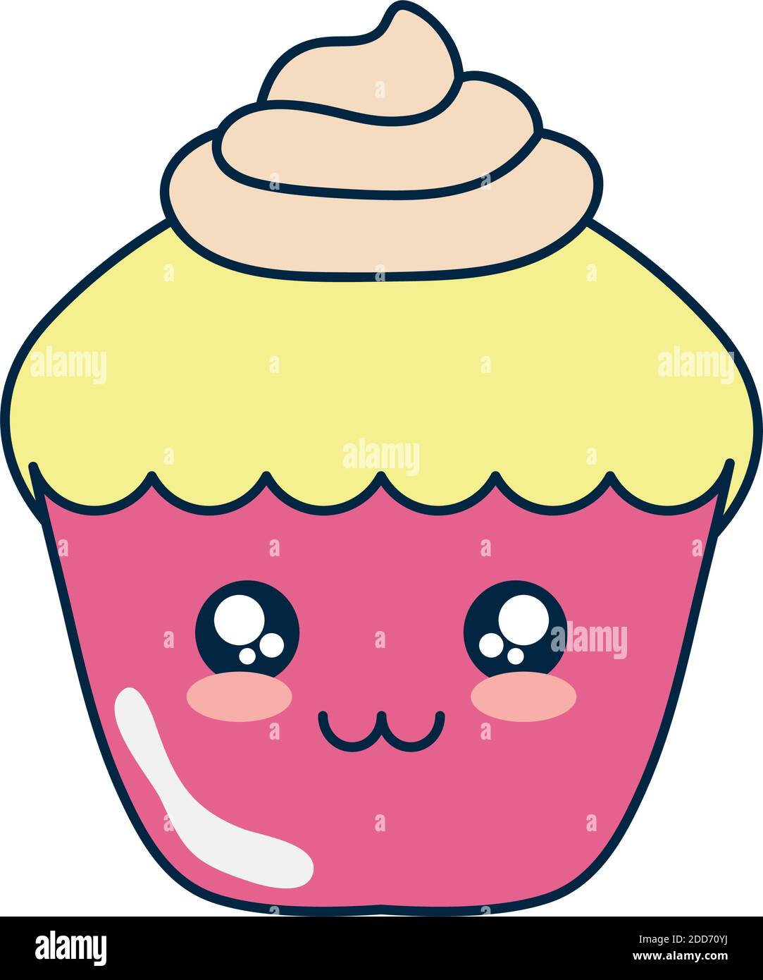icono de kawaii cupcake sobre fondo blanco, estilo plano, ilustración  vectorial Imagen Vector de stock - Alamy