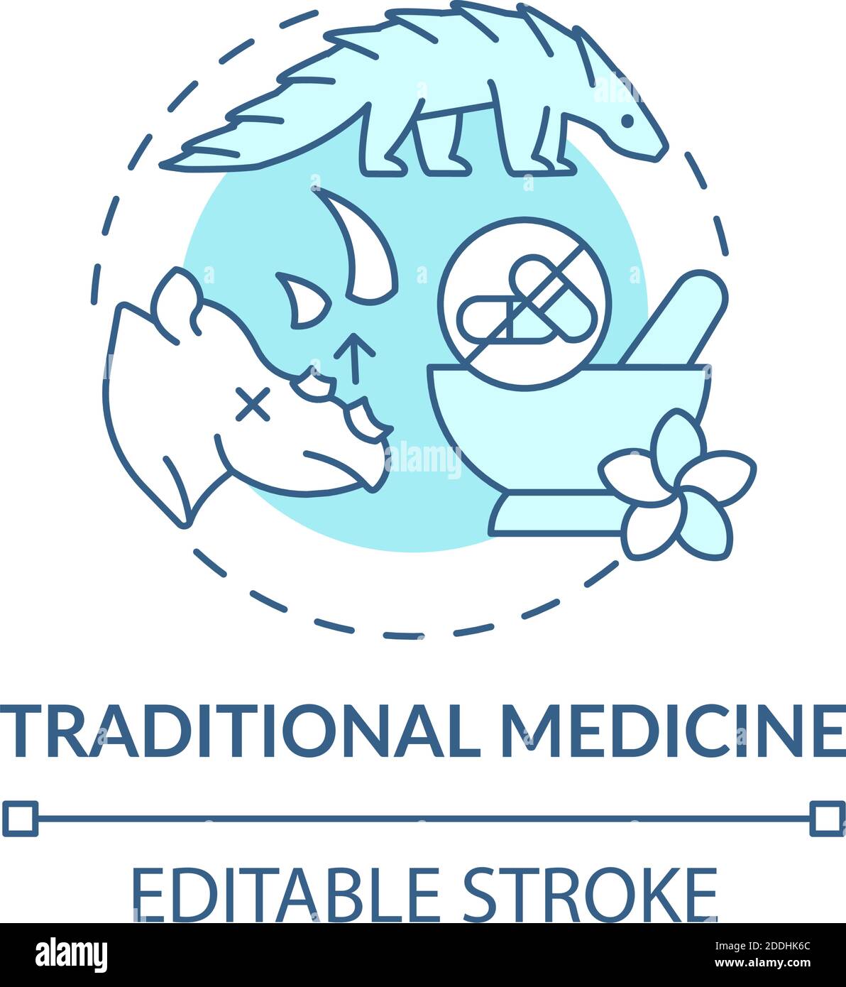 Medicina tradicional concepto turquesa icono Ilustración del Vector