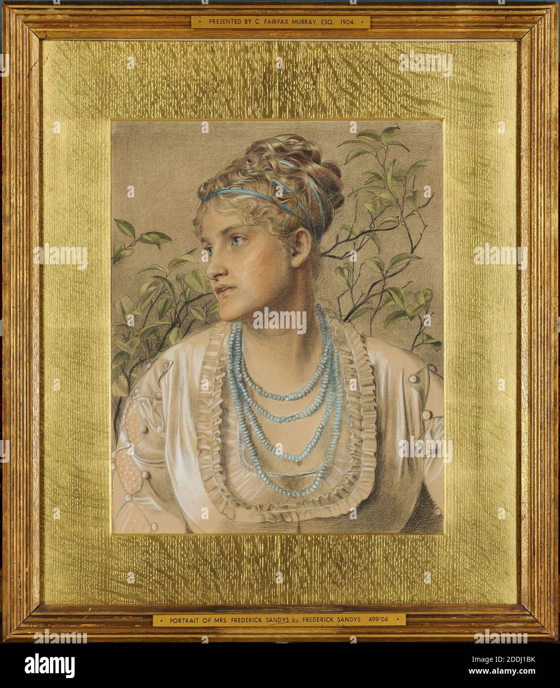 Retrato de una dama (Sra. Mary Sandys), 1873 Frederick Sandys, este es un  estudio para la pintura de la madre del artista, Mary Ann Brown (1809-83),  en el Museo Fitzwilliam, Cambridge (c.