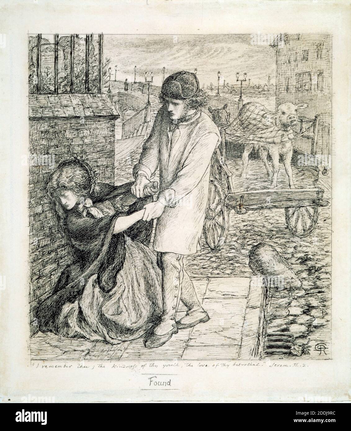 Found, 1855 Artista: Dante Gabriel Rossetti pluma y tinta negra, enmarcado en lápiz, sobre papel, Movimiento artístico, Pre-Raphaelite, siglo XIX Foto de stock