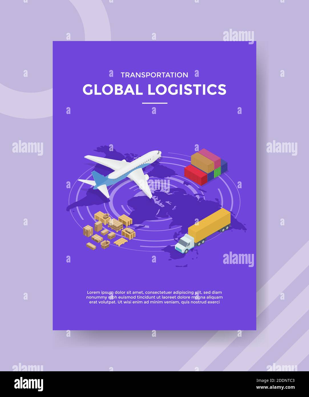 transporte global logística avión camión contenedor caja para plantilla  flyer e imprimir banner libro de portada moderno estilo plano Imagen Vector  de stock - Alamy