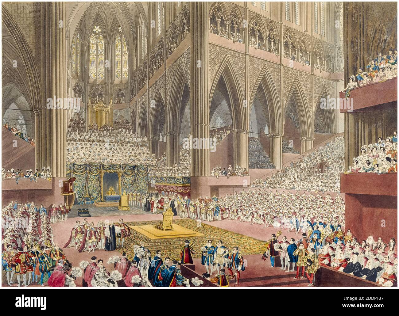 La Coronación de George IV en el momento del reconocimiento, 19 de julio de 1821, impreso por Matthew Dubourg después de James Stephanoff, 1822 Foto de stock