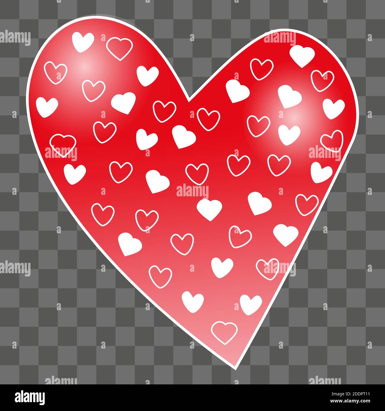 Corazones pequeños en el corazón grande aislados sobre fondo transparente.  Plantilla para el día de San Valentín, el amor y otras postales. Icono de  relaciones de calidad. Vector i Imagen Vector de