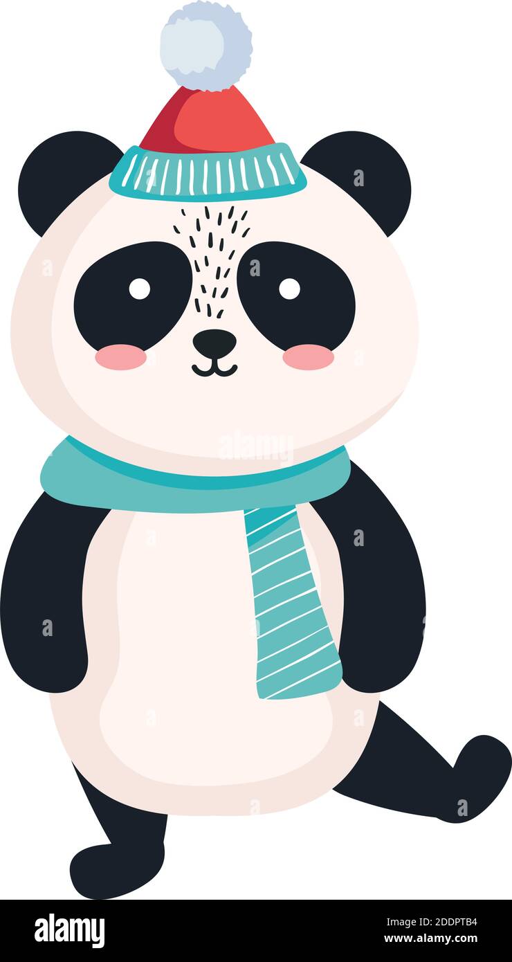panda oso dibujos animados con feliz sombrero de navidad vector diseño  Imagen Vector de stock - Alamy