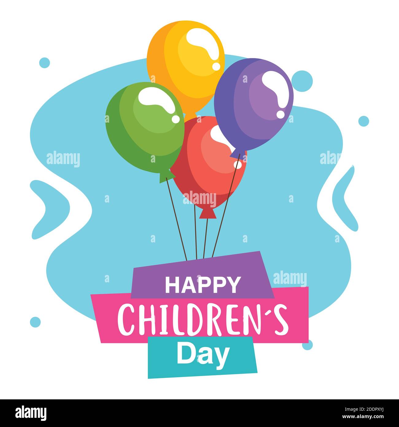 Feliz día de los niños con globos vector diseño Imagen Vector de stock -  Alamy