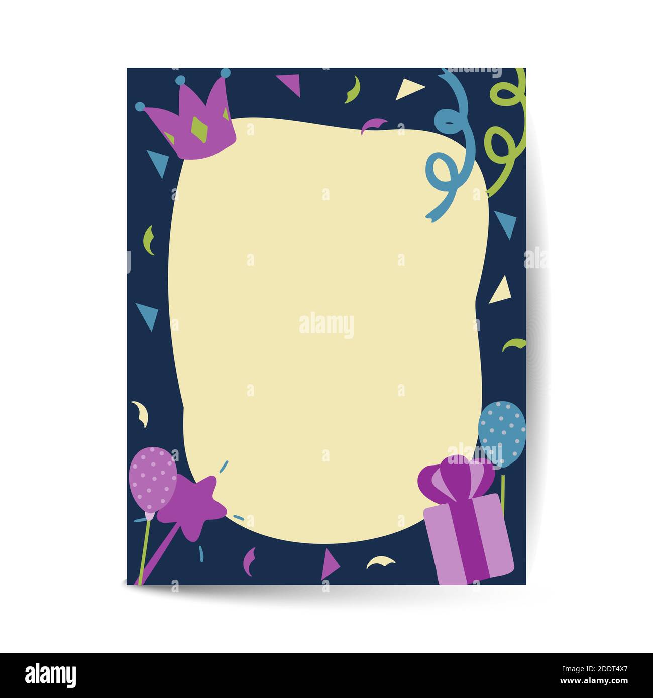 Plantilla de diseño de tarjetas de felicitación e invitación de cumpleaños  en formato A4 vectorial ilustración Imagen Vector de stock - Alamy