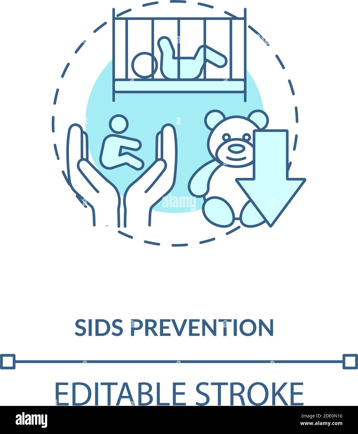 Icono de concepto de prevención de SIDS Ilustración del Vector