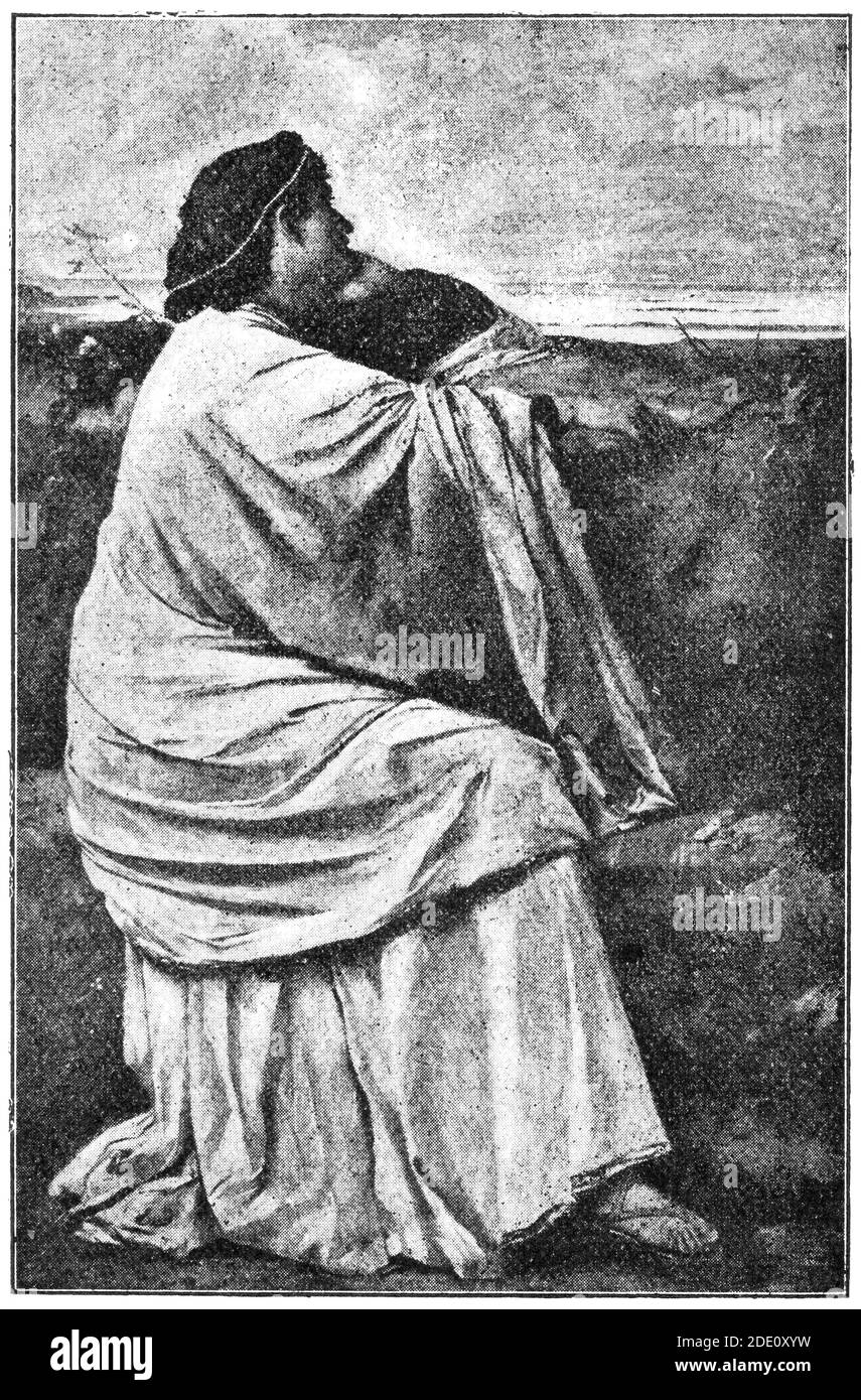 Ifigenia es una pintura del artista alemán Anselm Feuerbach. Ilustración del siglo 19. Fondo blanco. Foto de stock