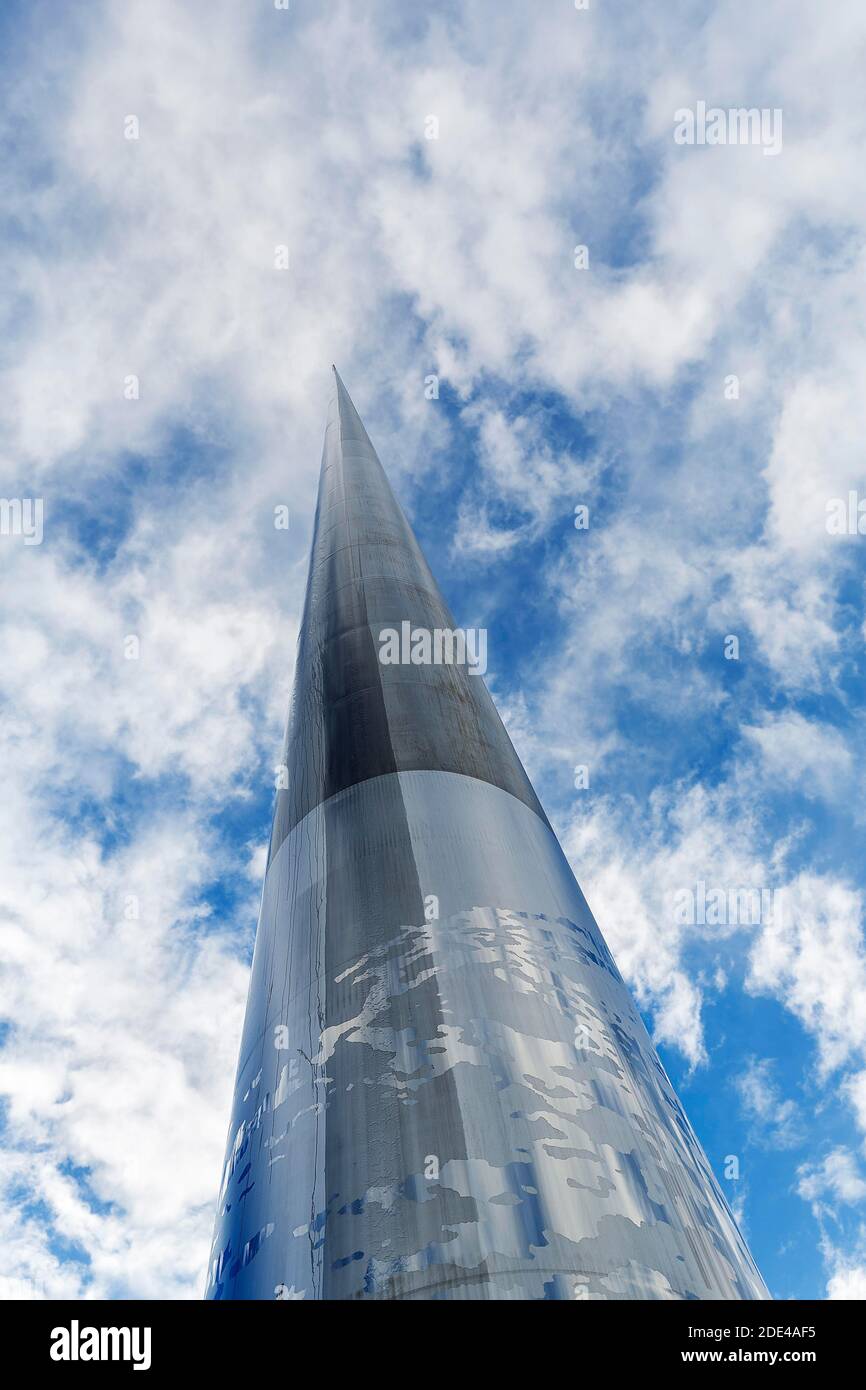 Monumental escultura de acero inoxidable, Monumento a la aguja, símbolo de Dublín, arquitecto Ian Ritchie, Dublín, Irlanda Foto de stock