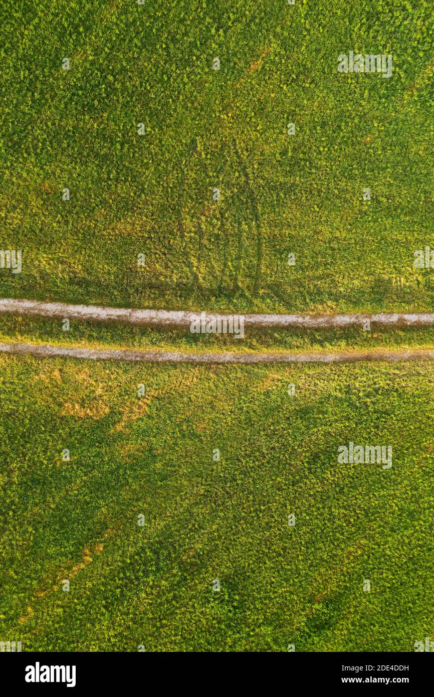 Camino de campo a través de la pradera, estructura, tiro de drone, vista  aérea, Mondseeland, Salzkammergut, Alta Austria, Austria Fotografía de  stock - Alamy