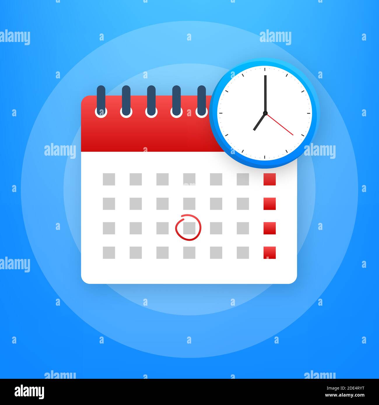 Icono de calendario y reloj. Calendario mural. Importante, horario, fecha  de la cita. Ilustración de stock vectorial Imagen Vector de stock - Alamy