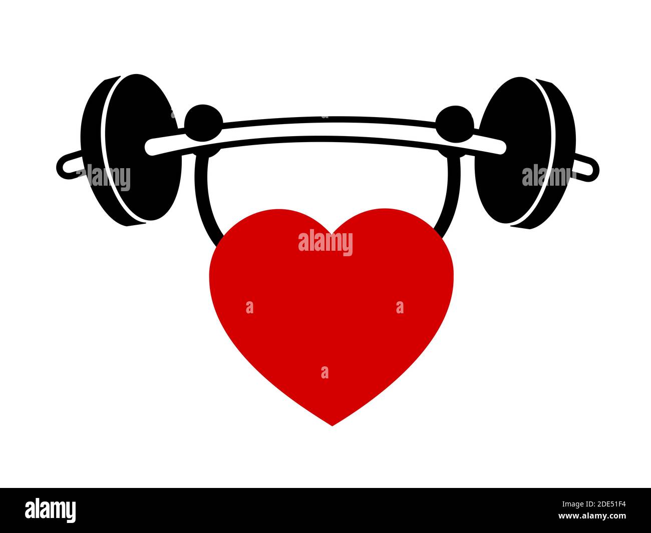 Corazón y estilo de vida saludable. Gimnasio, ejercicio con pesas y entrenamiento corporal para un sistema cardiovascular sano y en forma. Ilustración vectorial, cómics Foto de stock
