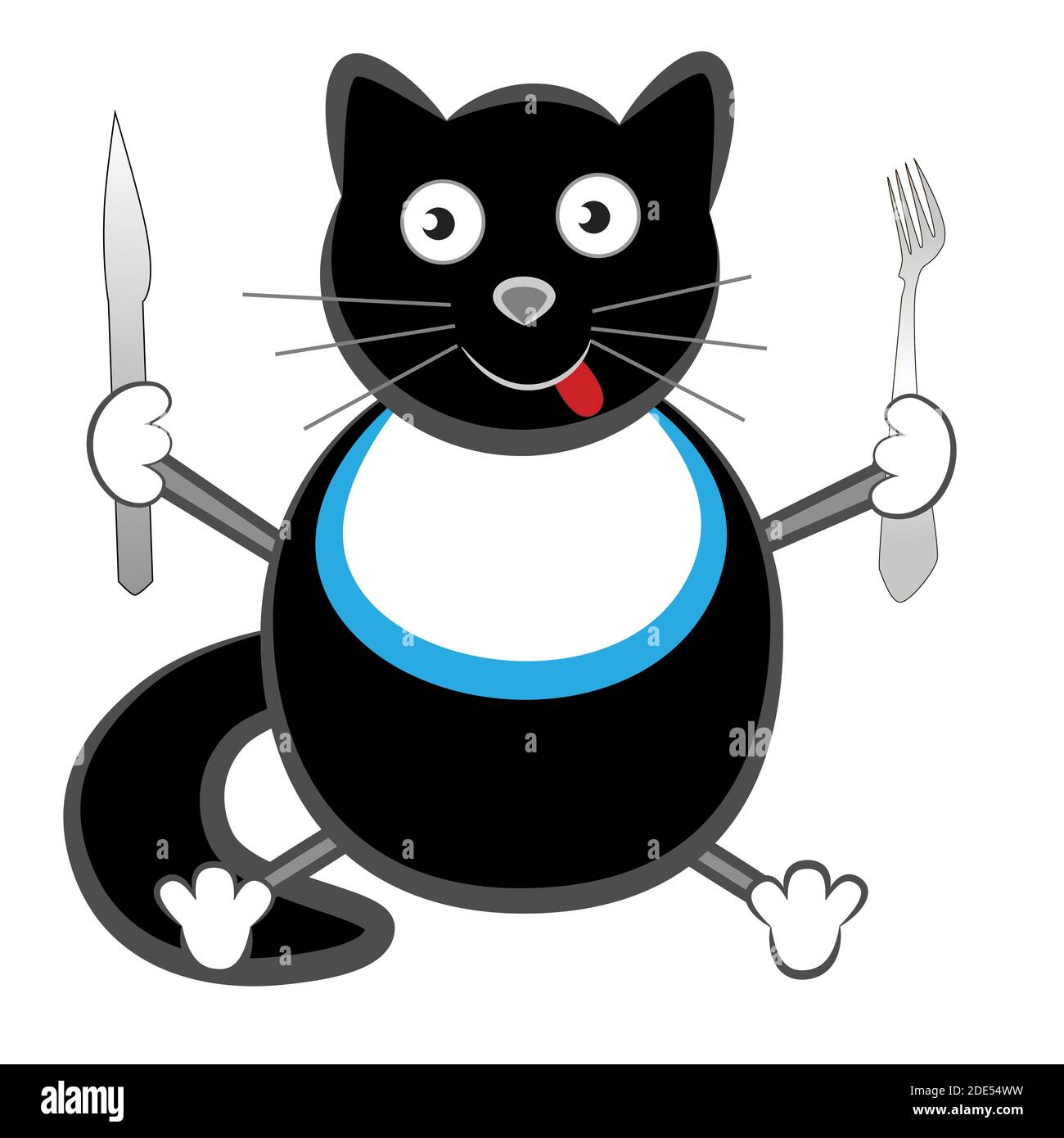 Un gato divertido y gordo sostiene un cuchillo y un tenedor en sus patas  Imagen Vector de stock - Alamy