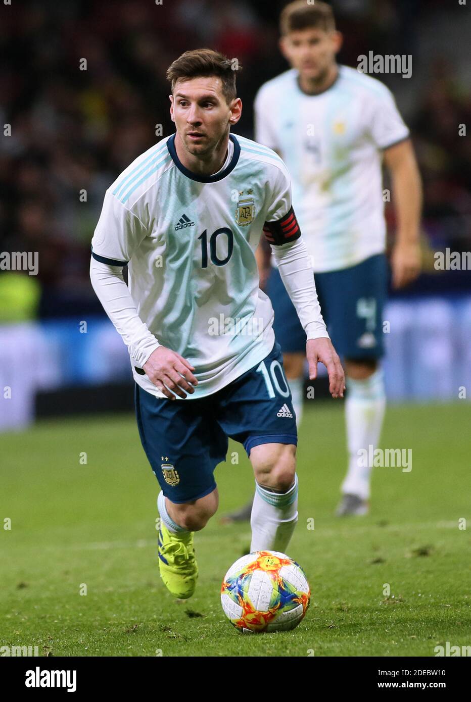 Leo Messi de Argentina durante el partido de la Copa Internacional Adidas  entre Argentina y Venezuela en el Estadio Wanda Metropolitano, en Madrid,  España, el 22 de marzo de 2019. (Puntuación final