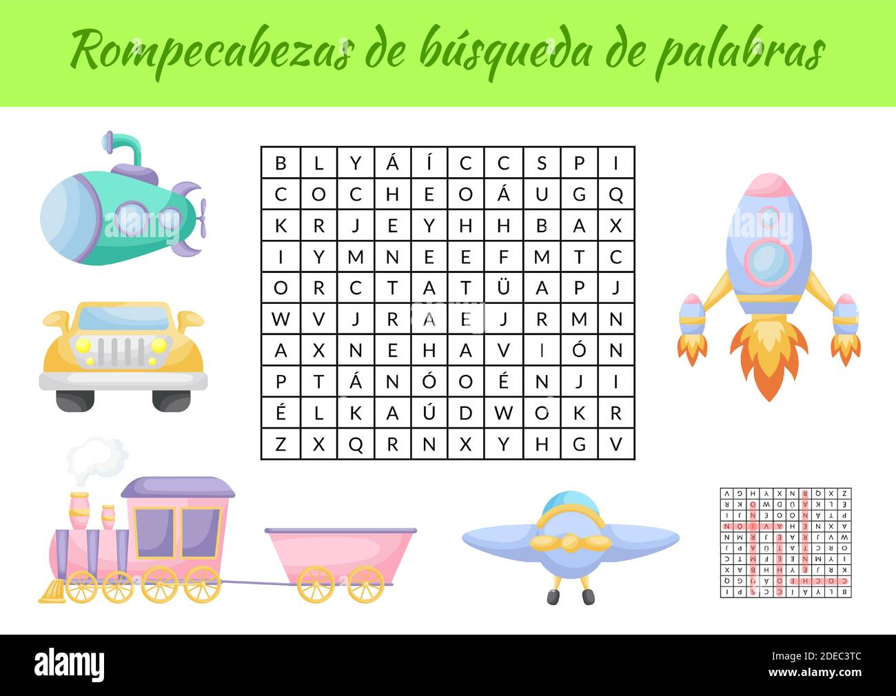 Rompecabezas de Búsqueda de palabras - Puzzle de búsqueda de palabras. Juego  educativo para estudiar palabras en español. Hoja de trabajo de actividades  para niños Imagen Vector de stock - Alamy