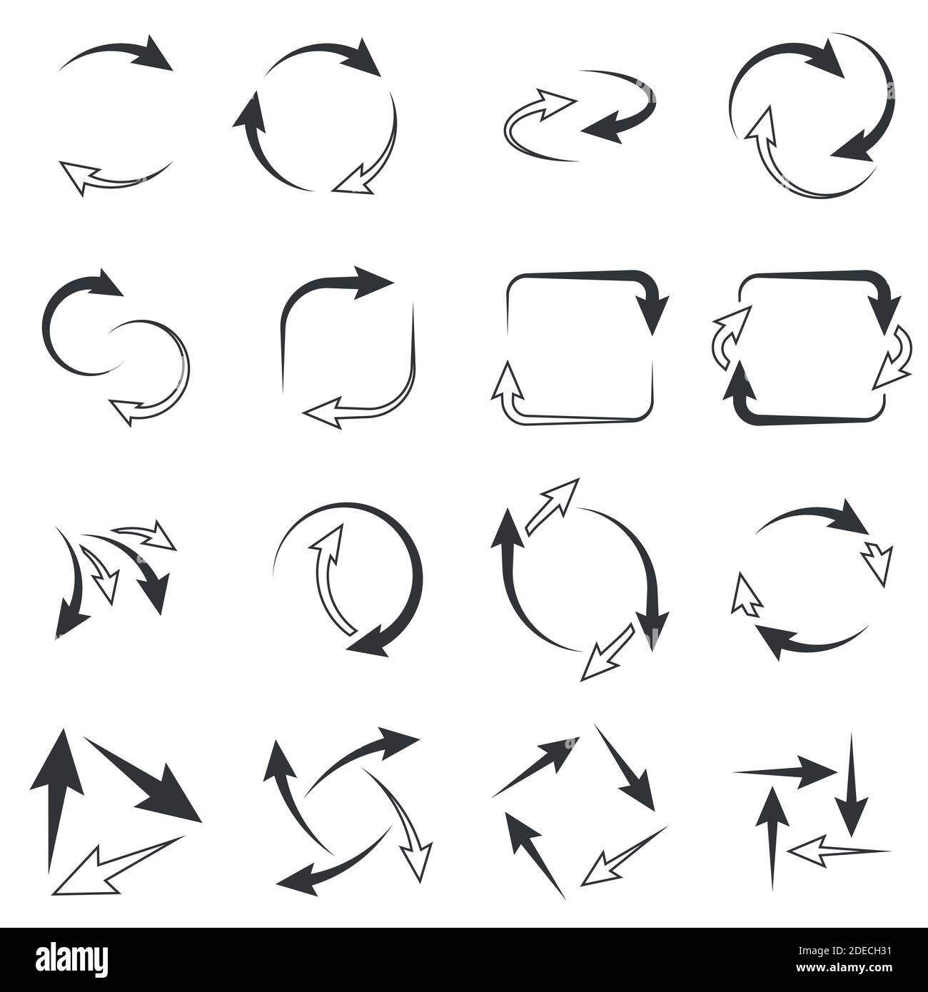 Círculo flechas iconos sobre fondo blanco Ilustración del Vector