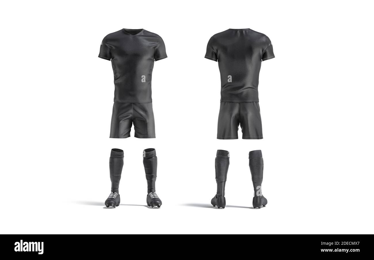 Mockup uniforme de fútbol en blanco, vista frontal y posterior, renderizado en 3d. Traje de fútbol se Rifa de entrenamiento deportiva clara Fotografía de stock - Alamy