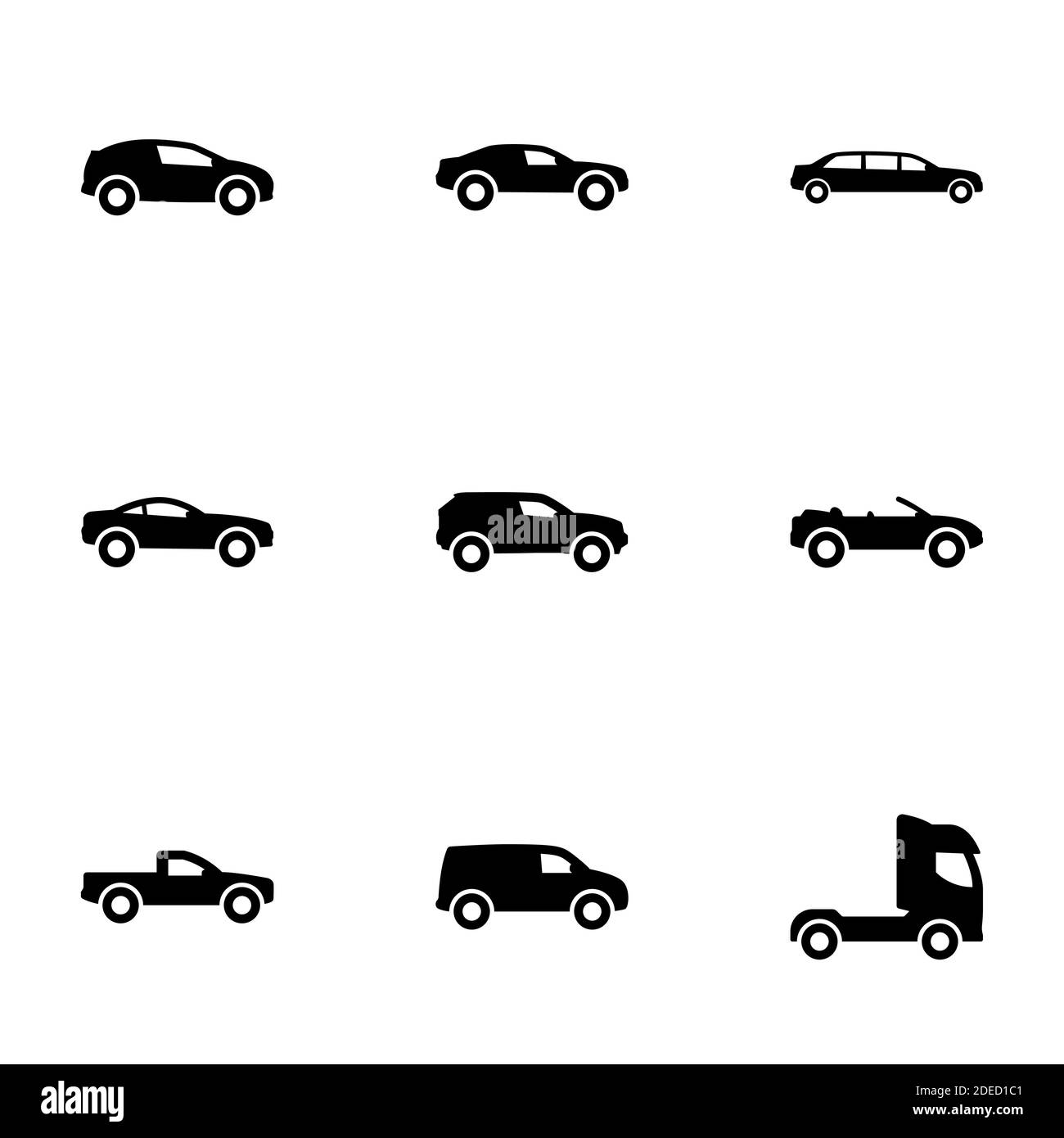 Conjunto de iconos simples sobre un tema coche, vector, diseño, colección, plano, signo, símbolo, elemento, objeto, ilustración, aislado. Fondo blanco Ilustración del Vector