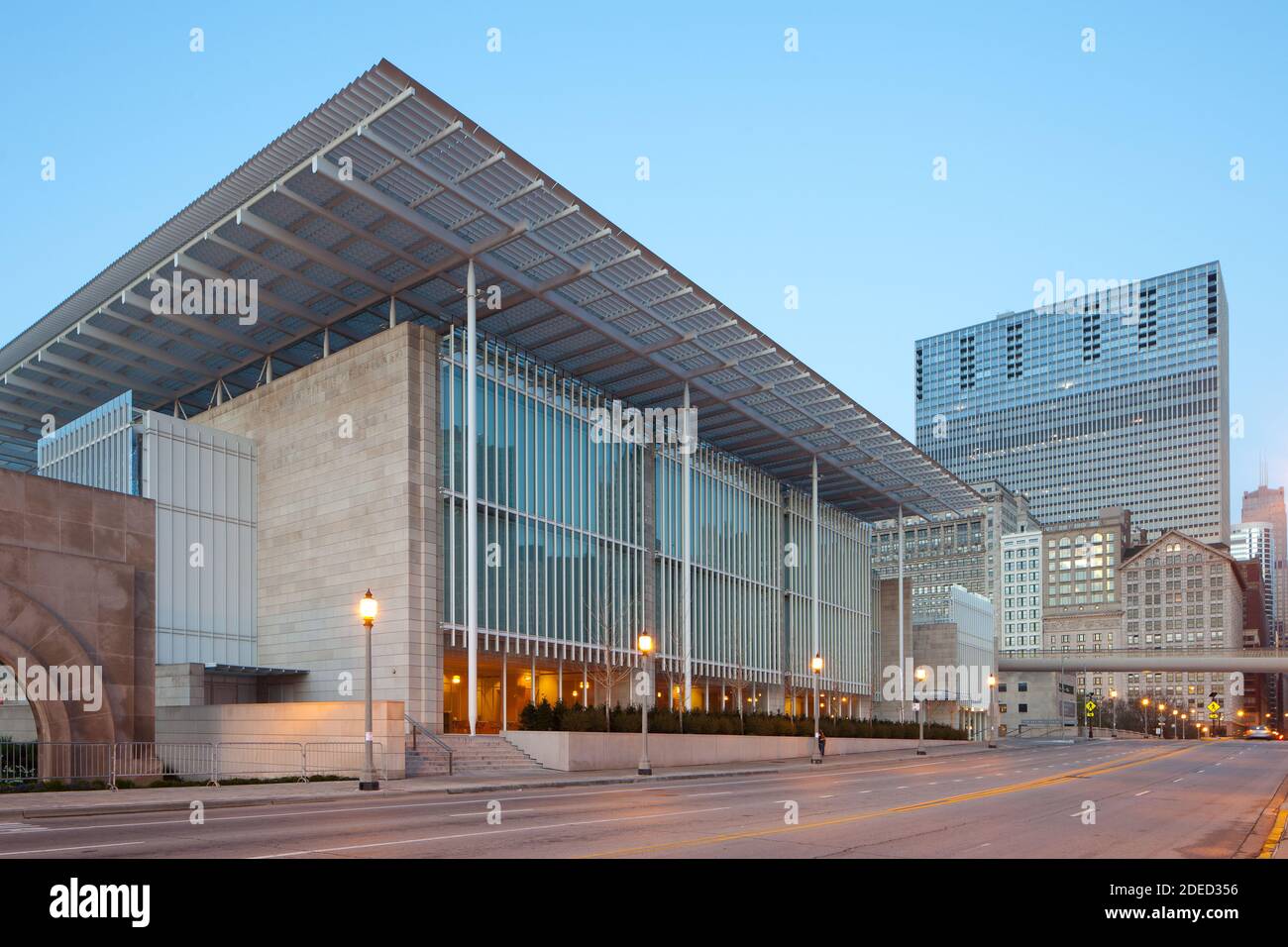 Chicago, Illinois, Estados Unidos - el Instituto de Arte de Chicago al amanecer. Foto de stock