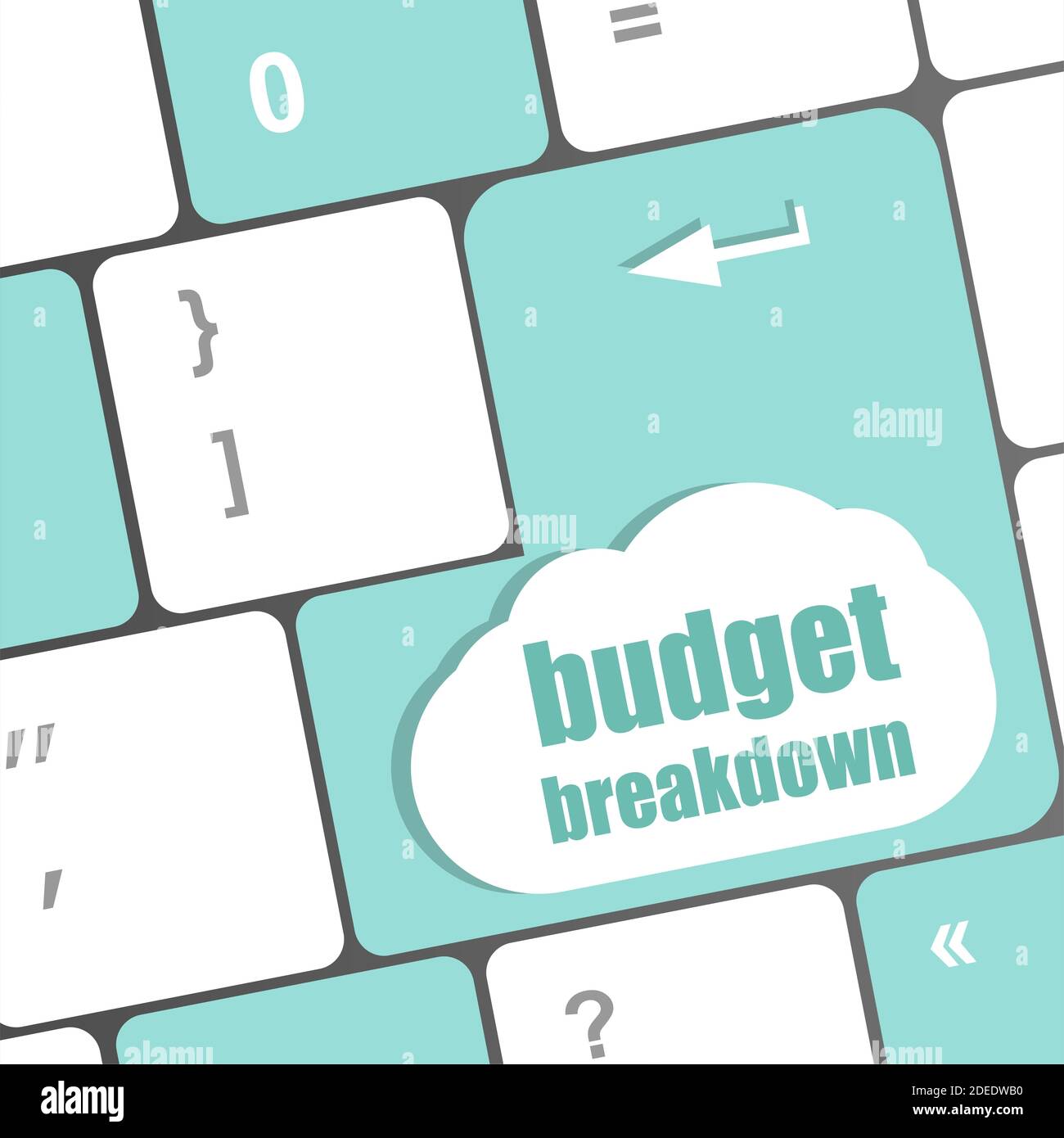 Desglose presupuestario palabras en el ordenador pc teclado Foto de stock