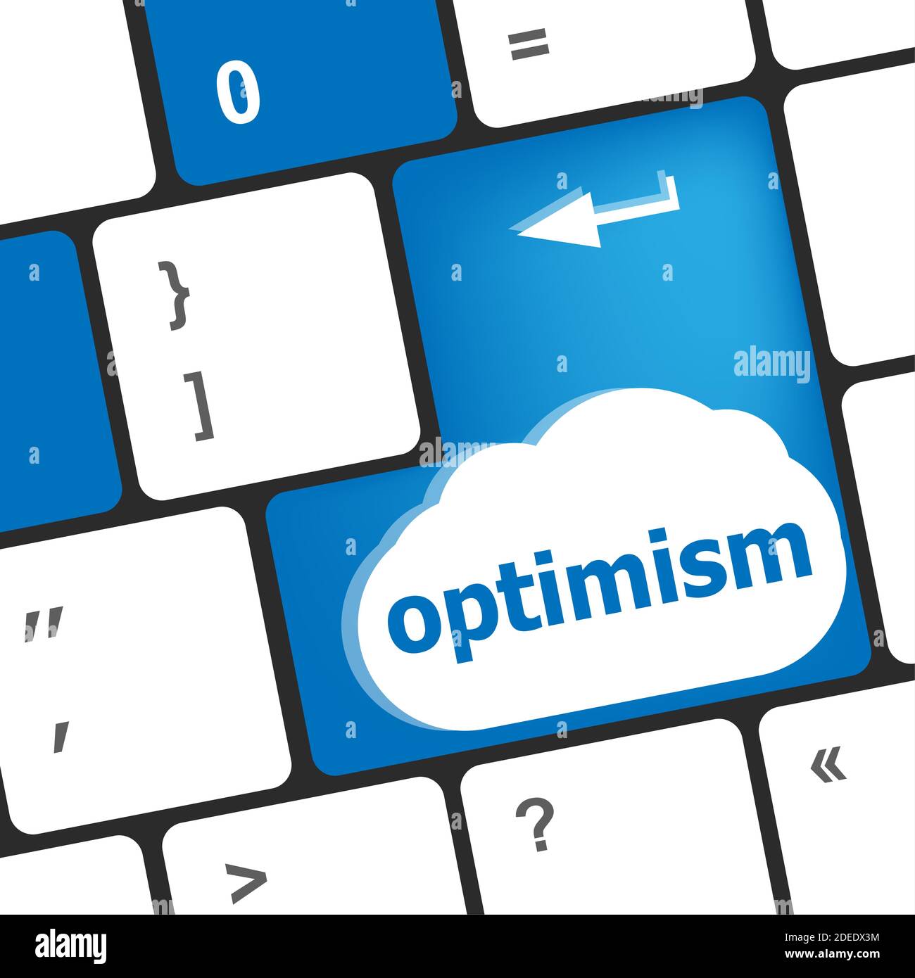Optimismo botón en el teclado de cerca Foto de stock