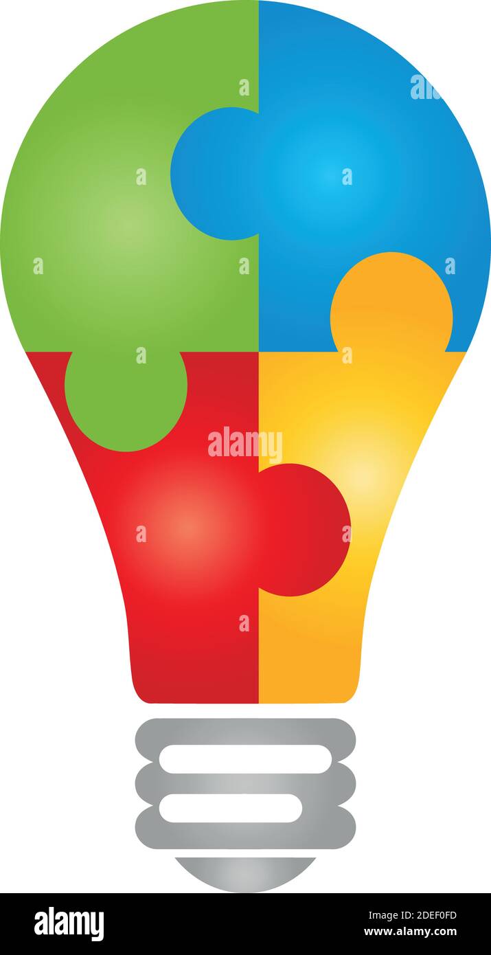 Lámpara, rompecabezas, idea, tecnología, logotipo Imagen Vector de stock -  Alamy