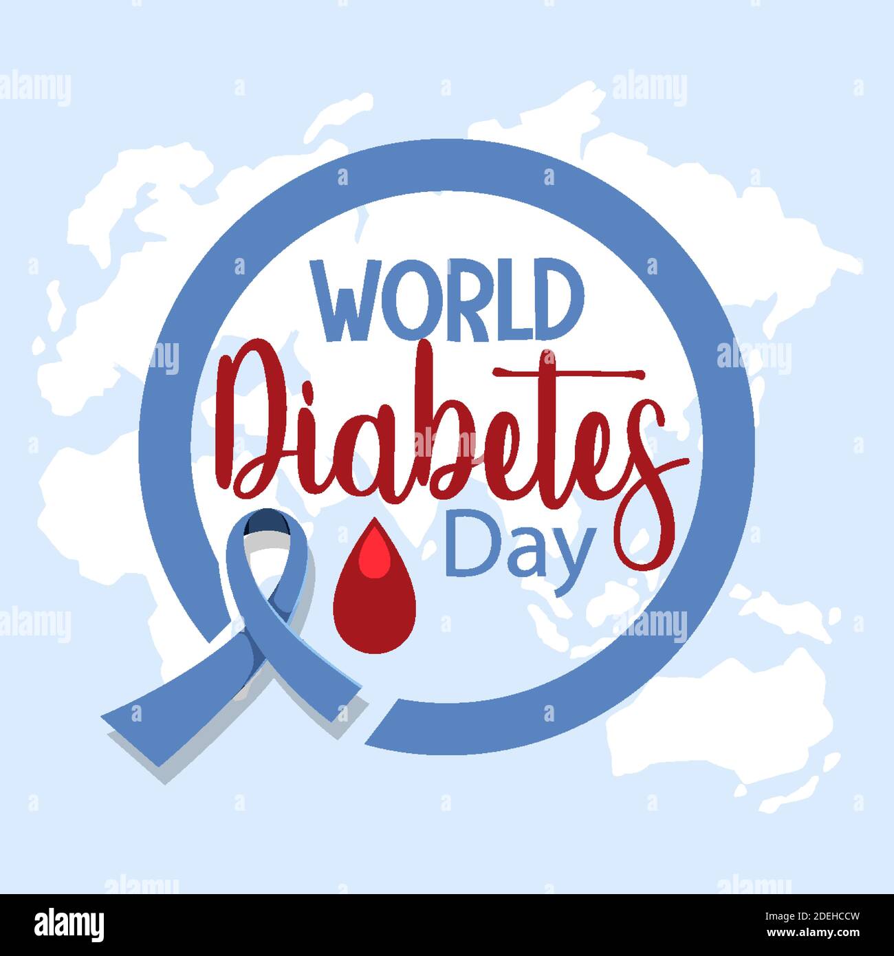 Logotipo o banner del día Mundial de la Diabetes con ilustración de