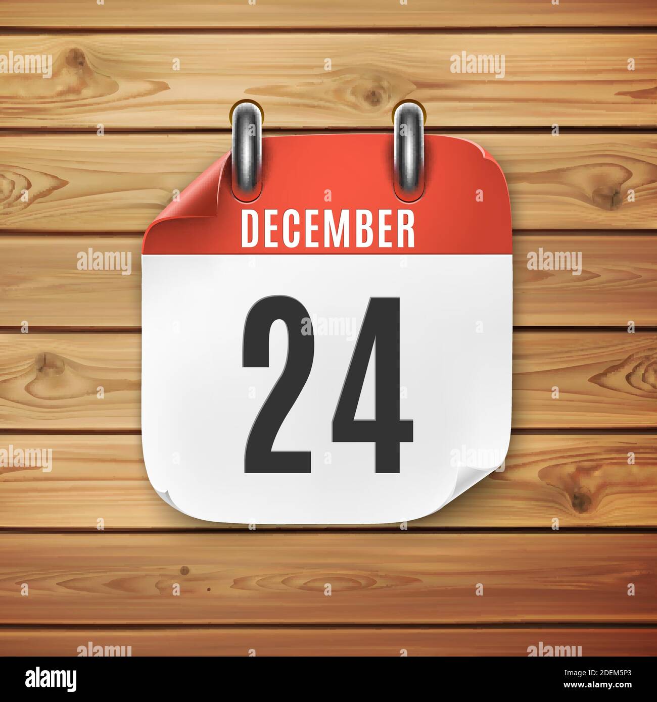 Diciembre 24 calendario icono sobre fondo de madera. Nochebuena Imagen  Vector de stock - Alamy