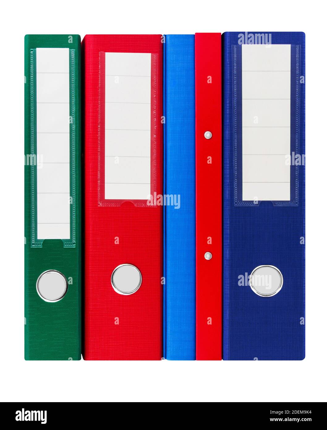Varias carpetas de archivos de colores aisladas sobre fondo blanco Foto de stock