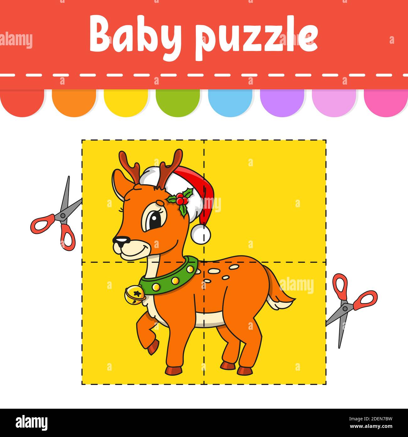 Rompecabezas para bebés. Nivel fácil. Tarjetas Flash. Cortar y jugar. Tema de Navidad. Hoja de trabajo de actividad de color. Juego para niños. Personaje de dibujos animados Imagen Vector de stock - Rompecabezas para bebés. Nivel fácil. Tarjetas Flash. Cortar y jugar. Tema de Navidad. Hoja de trabajo de actividad de color. Juego para niños. Personaje de dibujos animados Imagen Vector de stock -