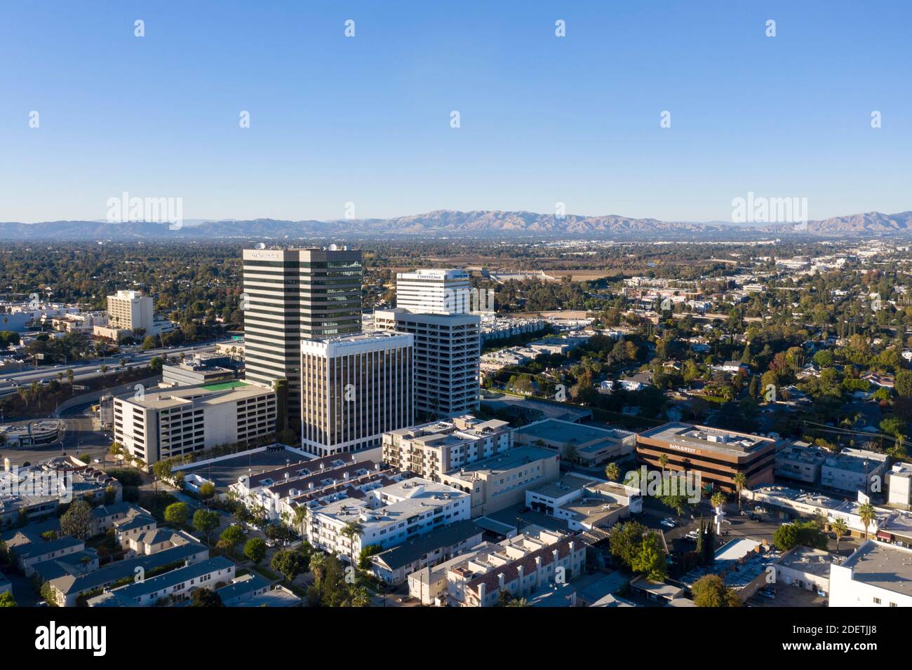 Vista aérea de Sherman Oaks, California Foto de stock