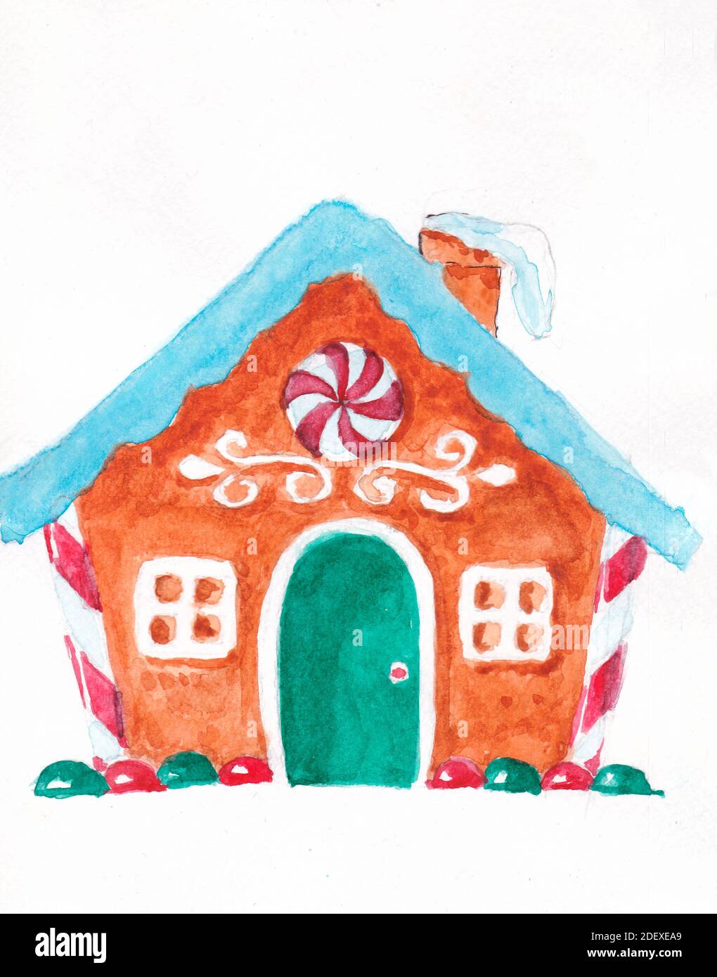 Ilustración de la acuarela de la casa de pan de jengibre. Dibujo a mano alzada en papel acuarela con textura. Dulces, pan de jengibre con hielo y dulces Fotografía de stock - Ilustración de la acuarela de la casa de pan de jengibre. Dibujo a mano alzada en papel acuarela con textura. Dulces, pan de jengibre con hielo y dulces Fotografía de stock -