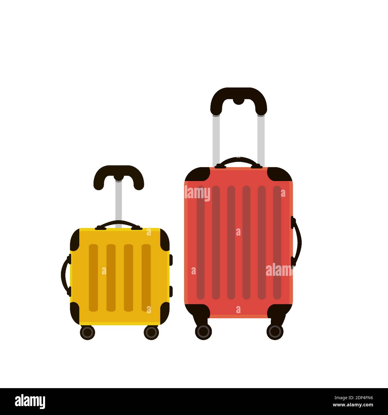 Dos maletas de viaje. Tiempo para viajar. Viaje al mundo. Vacaciones.  Vacaciones. Banner de viaje. Bolsas rojas y amarillas. Diseño plano  moderno. Vector Imagen Vector de stock - Alamy