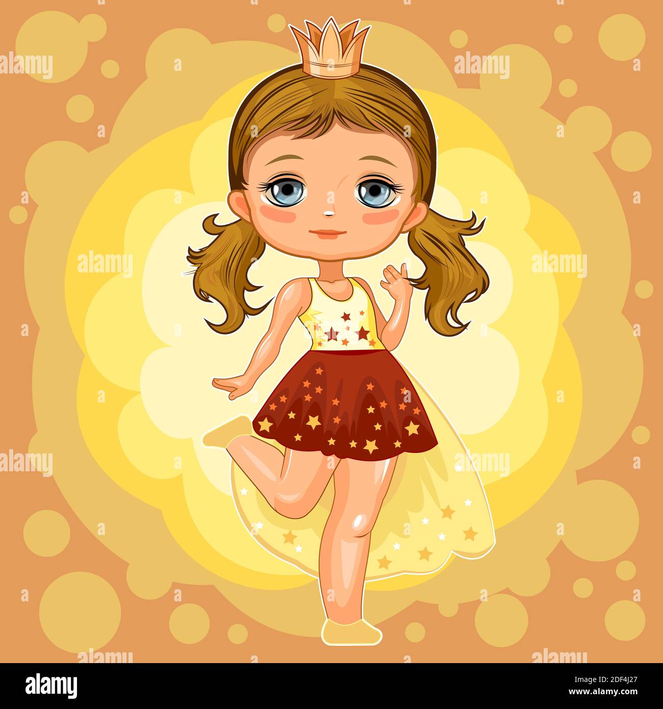 Una Linda Nina Vestida Como Princesa Alegre Y Divertido Nino De Buen Humor El Objeto Aislado Sobre Un Fondo Blanco Bebe Dibujos Animados Planos Fotografia De Stock Alamy